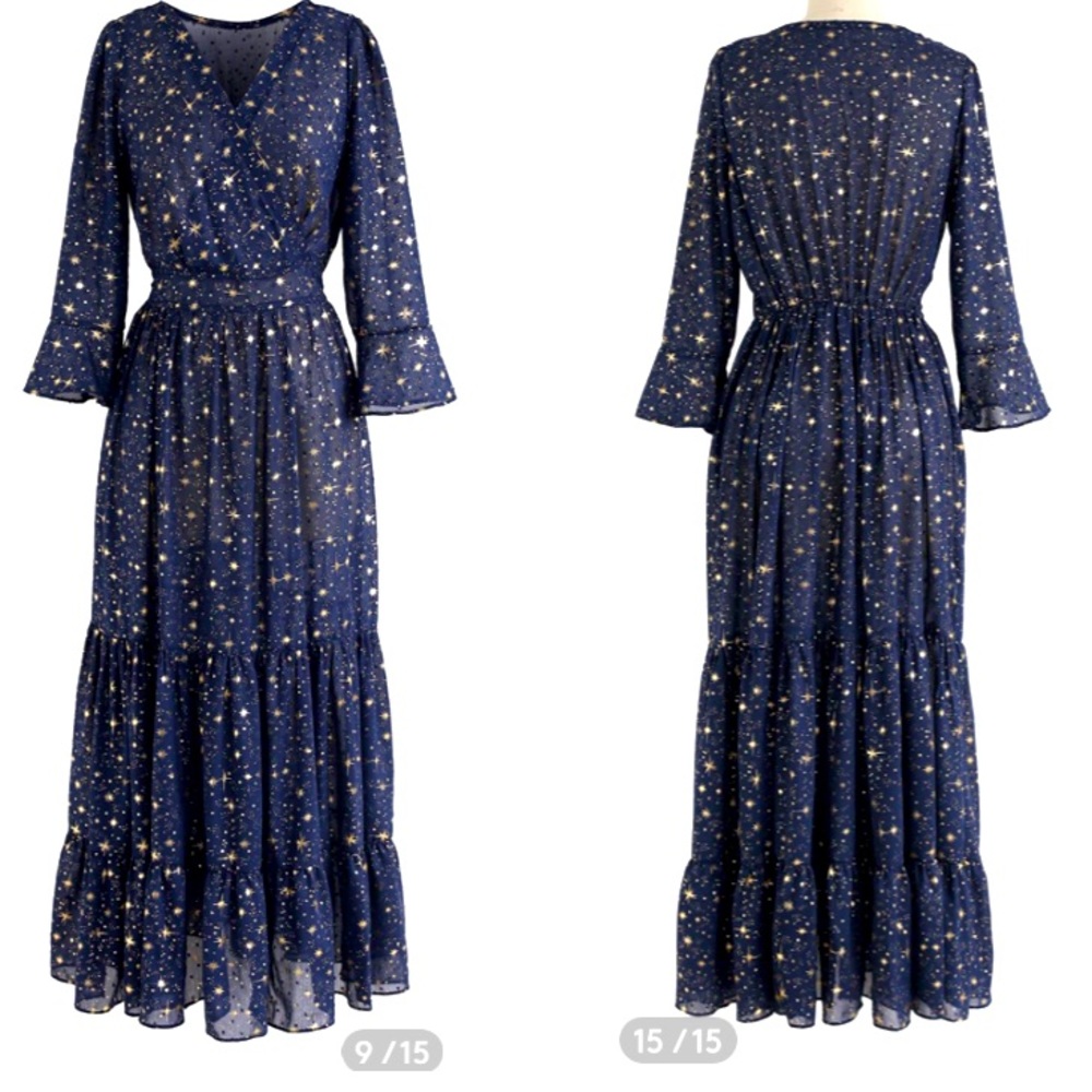 EUC Chicwish Glory of Love Star Print Maxi Dress